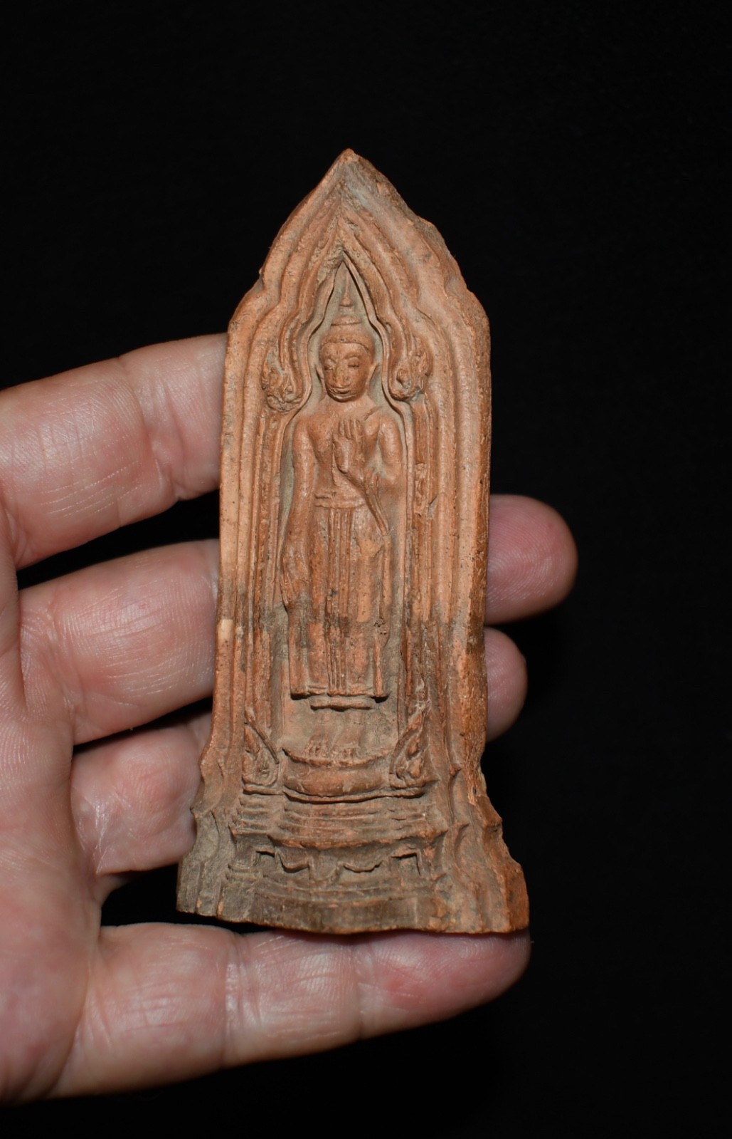 Antique Clay / Terracotta Buddhist Votive Tablet from Thailand (Phra Khon Samor)