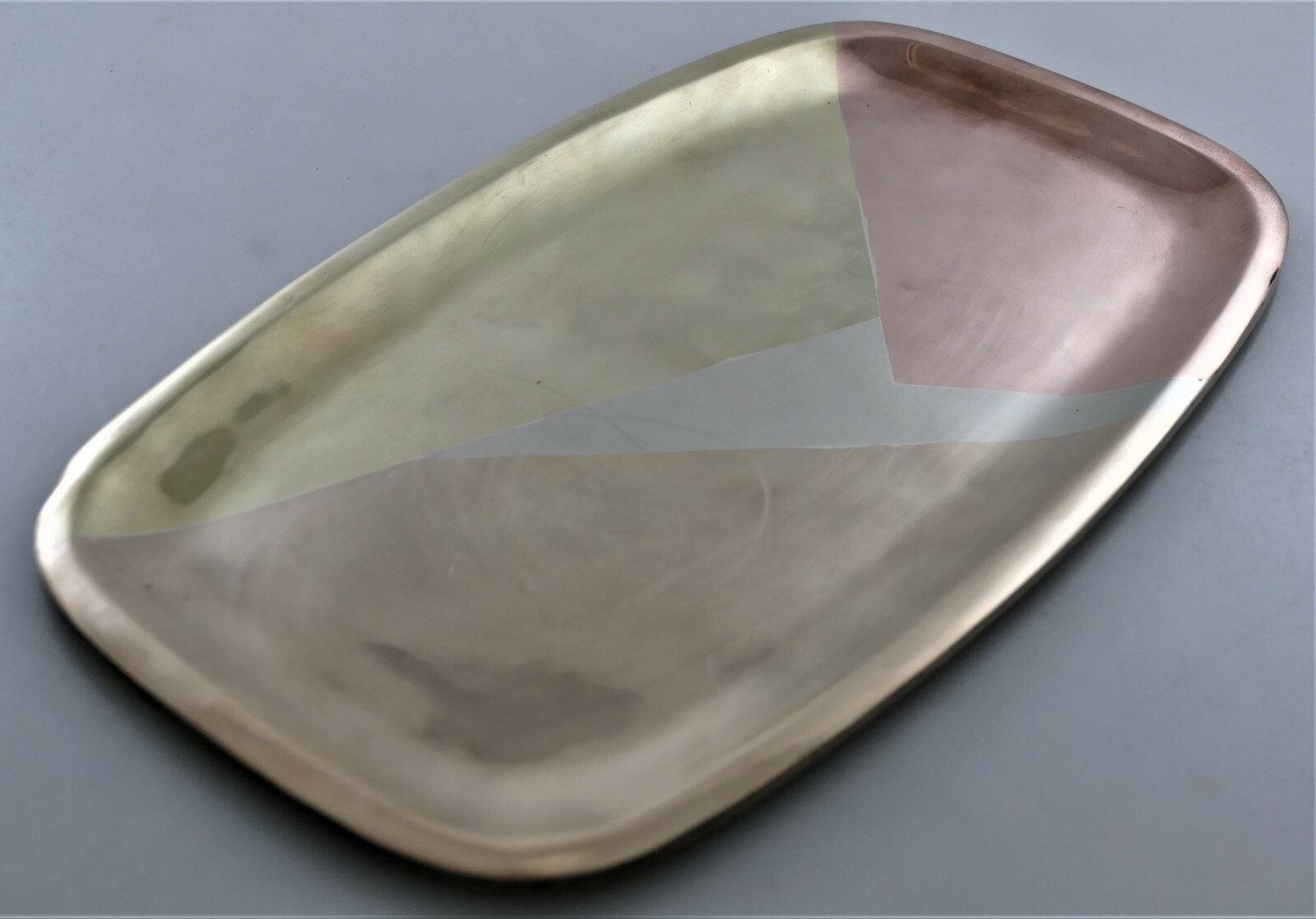 xxxLARGE Los Castillo Serving Tray Mixed Married Metals Silver Brass Copper 1950