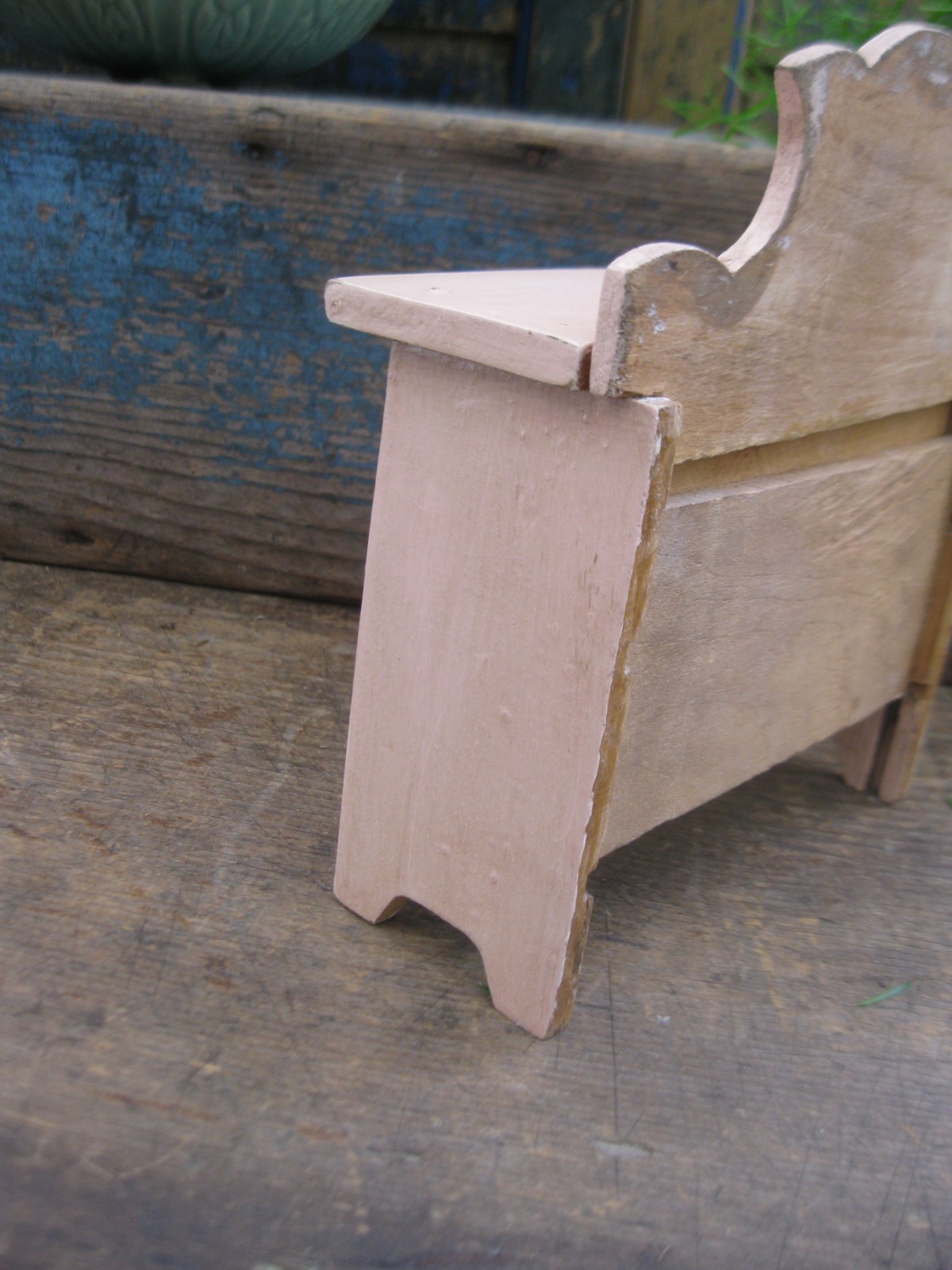 Very Small Antique Wood Doll’s Dresser New Blush Pink Milk Paint Rose Transfer
