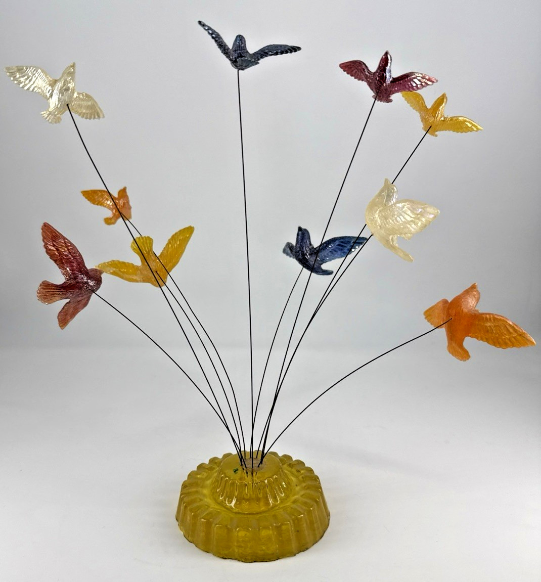 Vintage 1969 New Designs Inc. Lucite Kinetic Wire Bird Sculpture 60’S Art Atomic