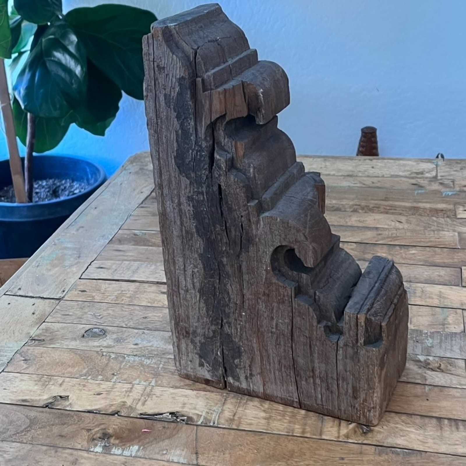Antique Hand Carved Wooden Corbel Bracket Salvaged Reclaimed Original