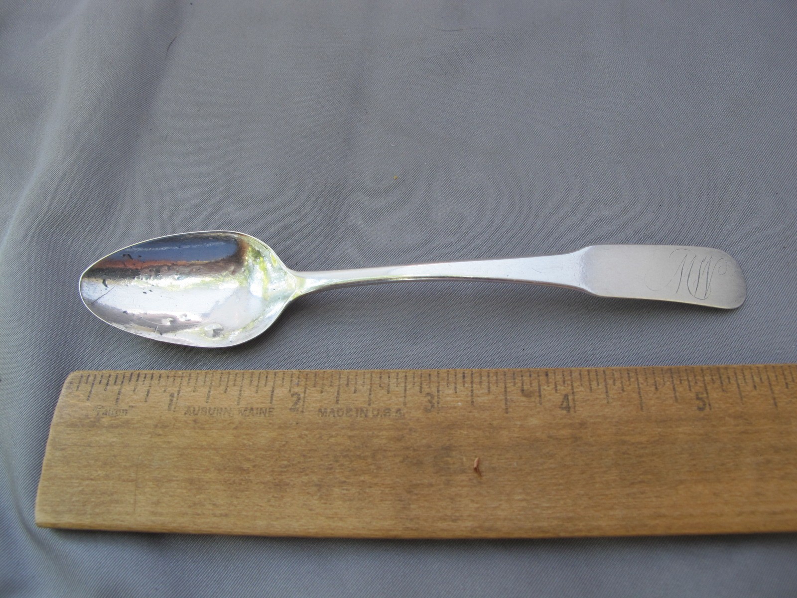 Old FINLESS FIDDLE Coin Silver TEASPOON-Marked BB