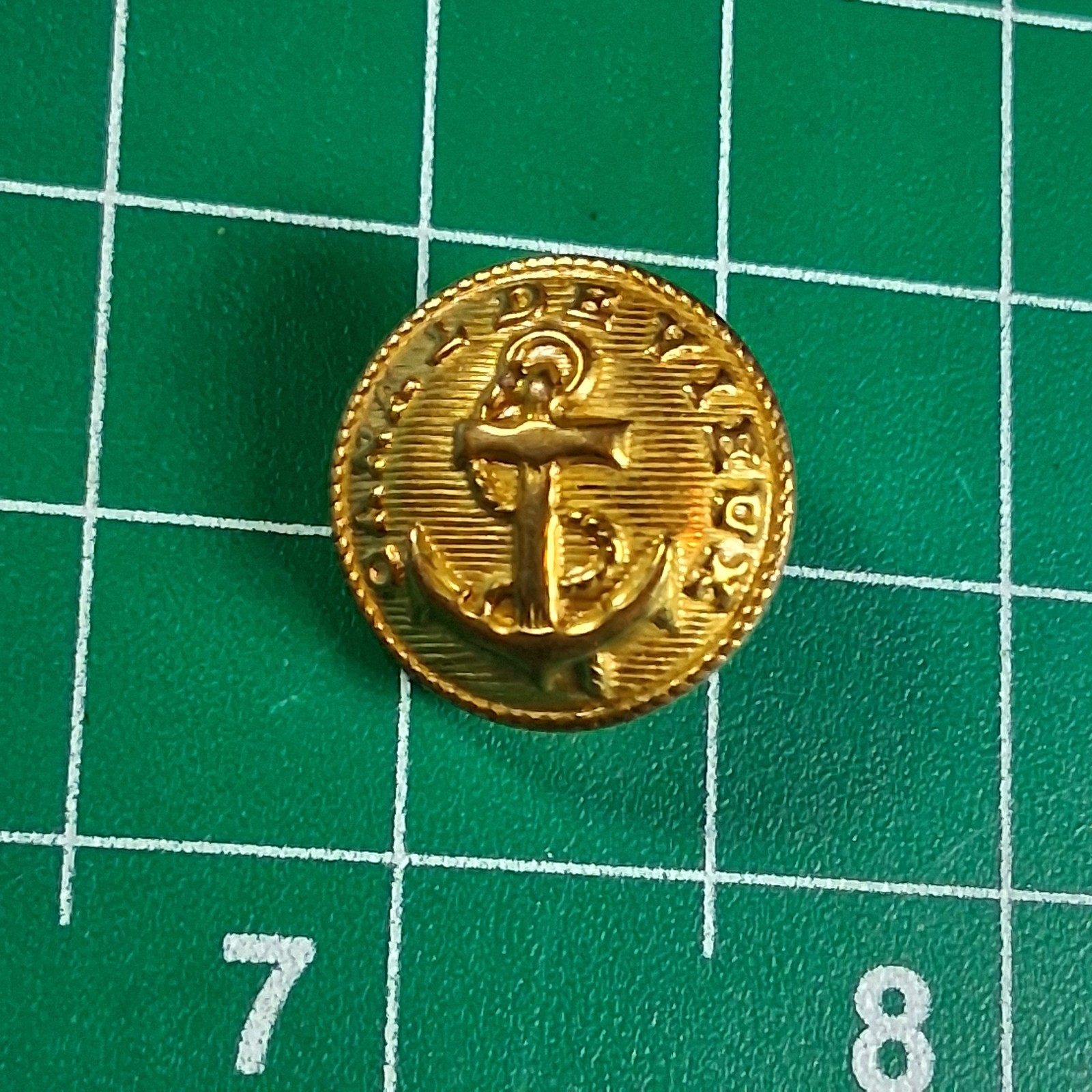 Vintage France Canal De Vieux Roud Brass Naval Anchor Button