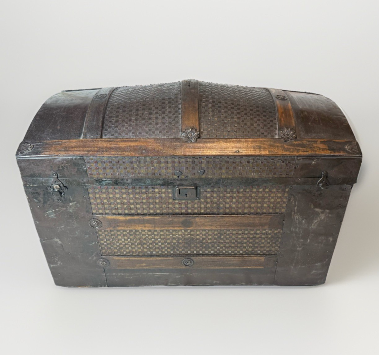 T.O.P. Antique Dome Top Steamer Trunk Tin Clad 1920s