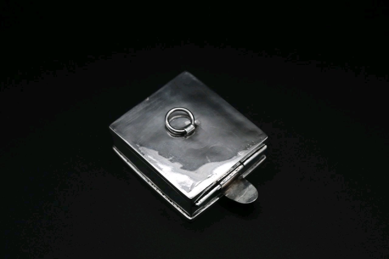 Antique Poss French Solid Silver Snuff Box Or Small Jewellery Pill Continental