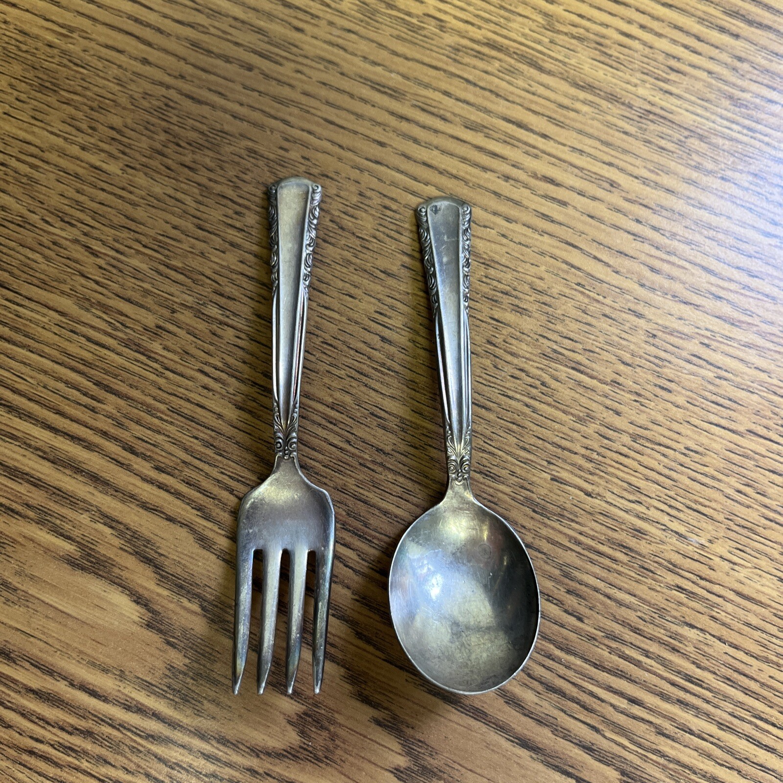 Holmes & Edwards IS Silver Plate Vintage Baby/ Child Fork and Spoon Set