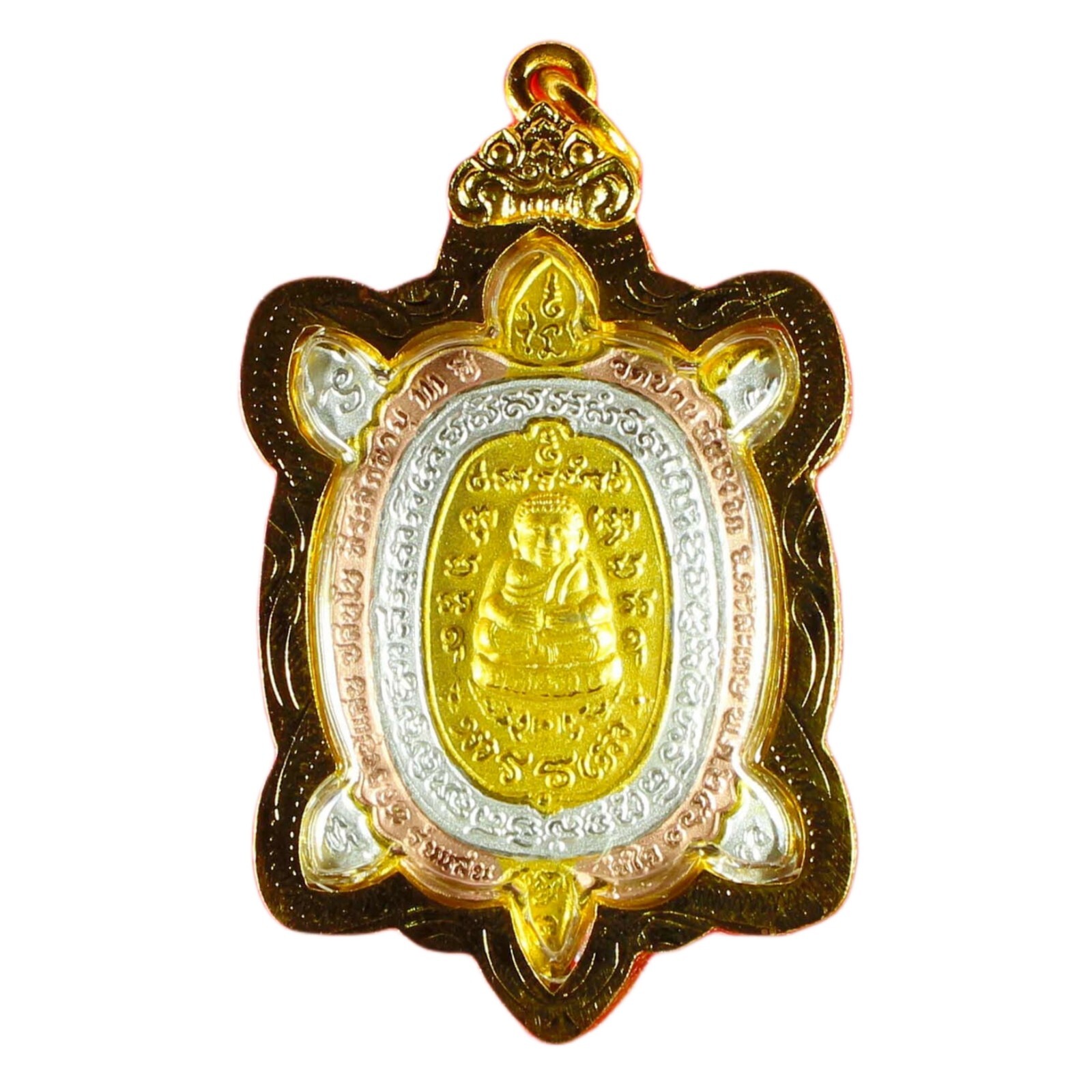 Wealth Amulet Turtle Buddha Phaya Tao Ruean Gold Plated Thai Talisman