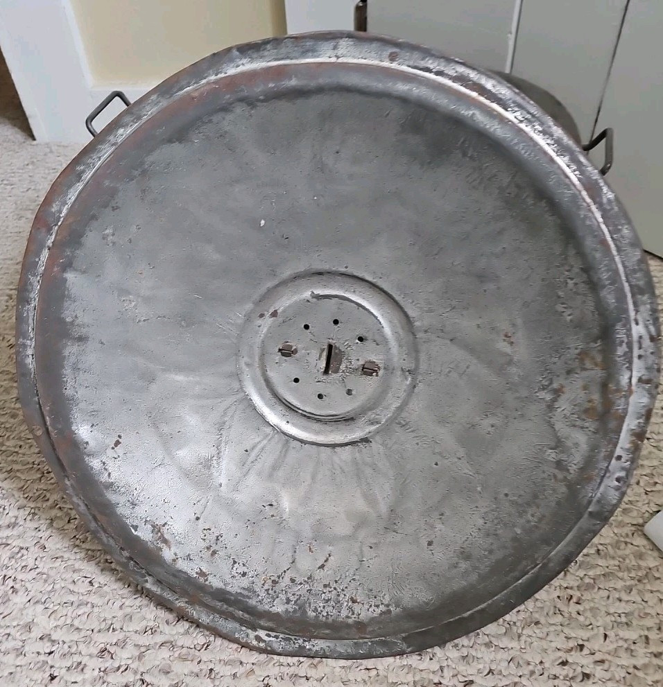 Large Antique Vintage Dough Riser Bread Pan Tin Bowl With Vented Lid