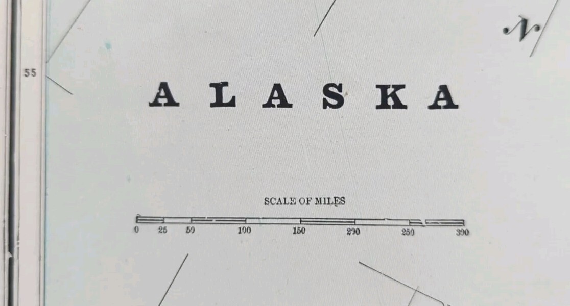Vintage 1897 ALASKA Map 21″x14″ Old Antique Original BRISTOL BAY JUNEAU SITKA AK