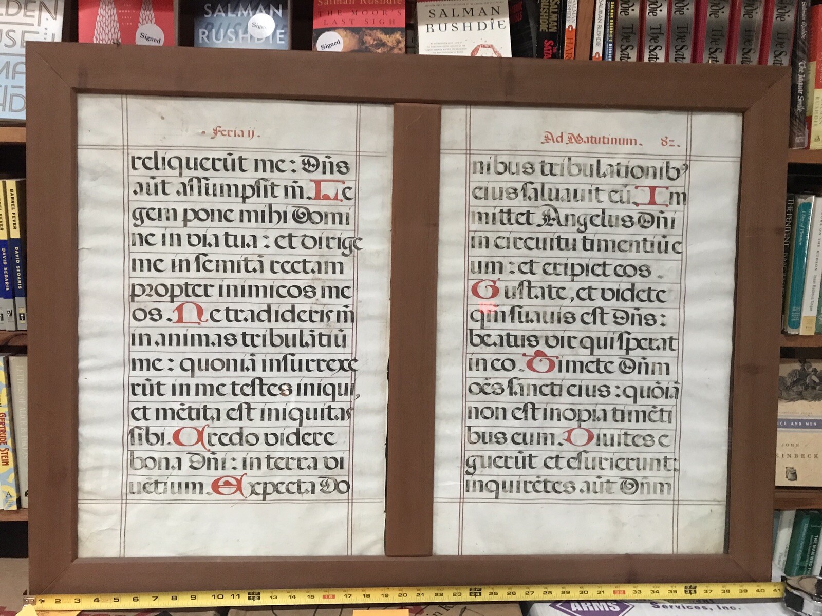 Framed Manuscript Psalm Leaves – 16th Century Spanish? – Parchment Double-Sided