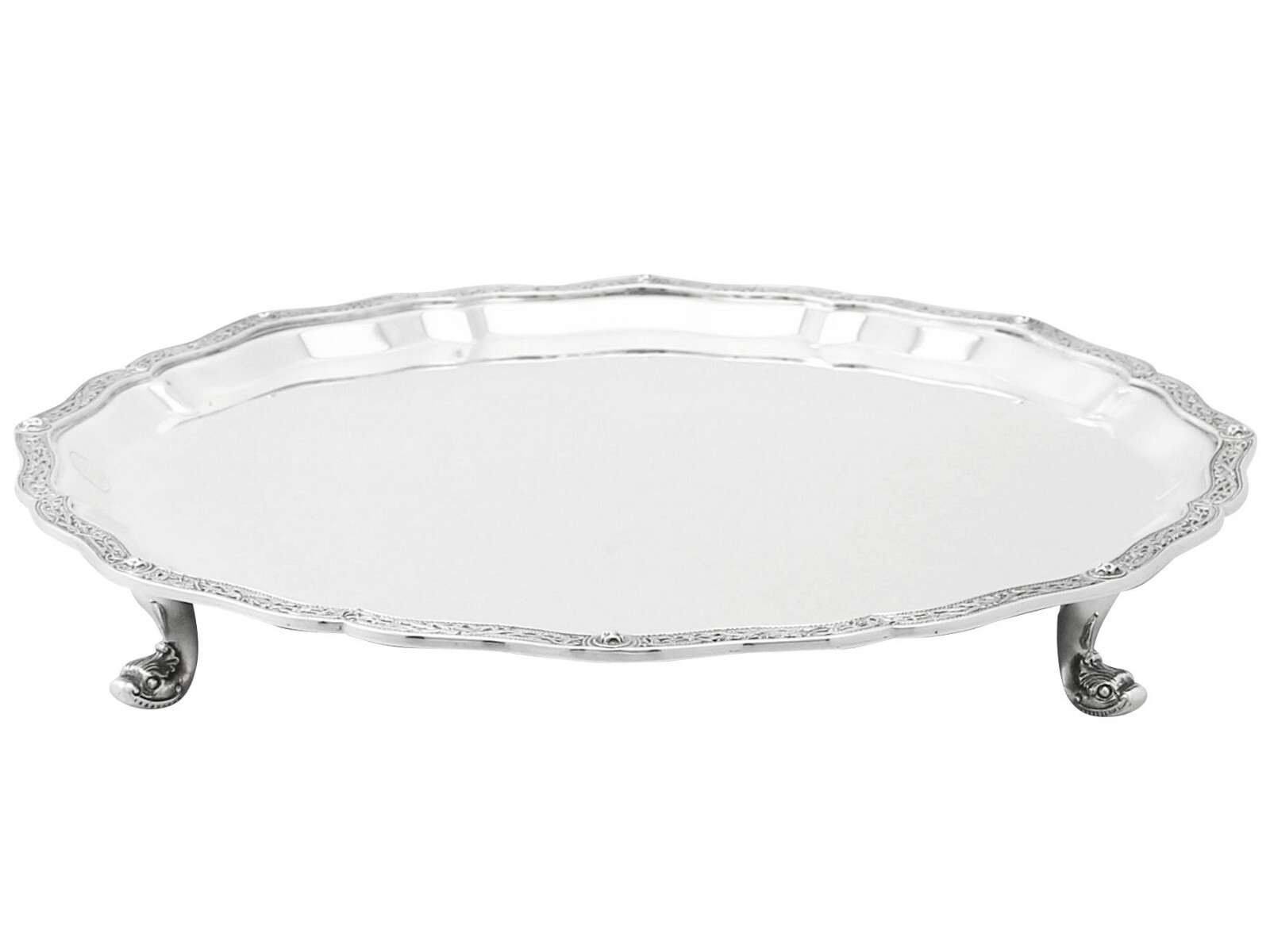 Sterling Silver Salver by Wakely & Wheeler – Lindisfarne Style – Vintage