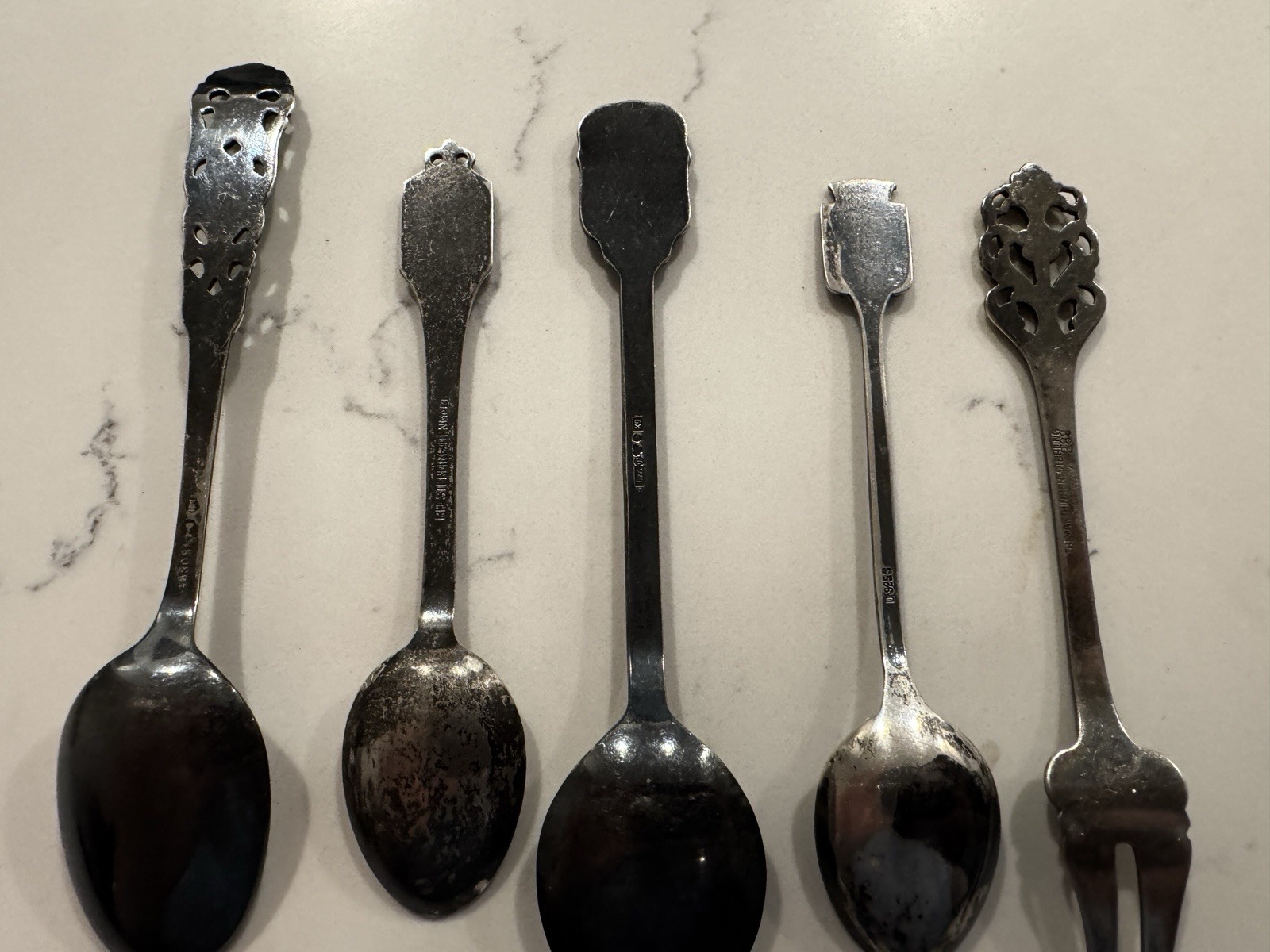 Enamel Spoon Flatware Lot 5pc Sterling 830 925 Norge Sverige Danmark