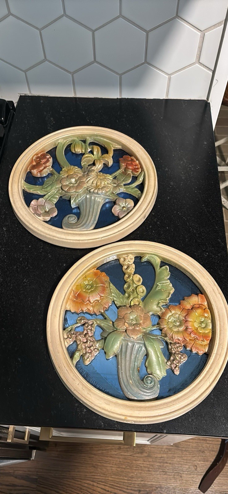 Vintage Art Deco Plaques with Mirror Background Unique Wall Decor