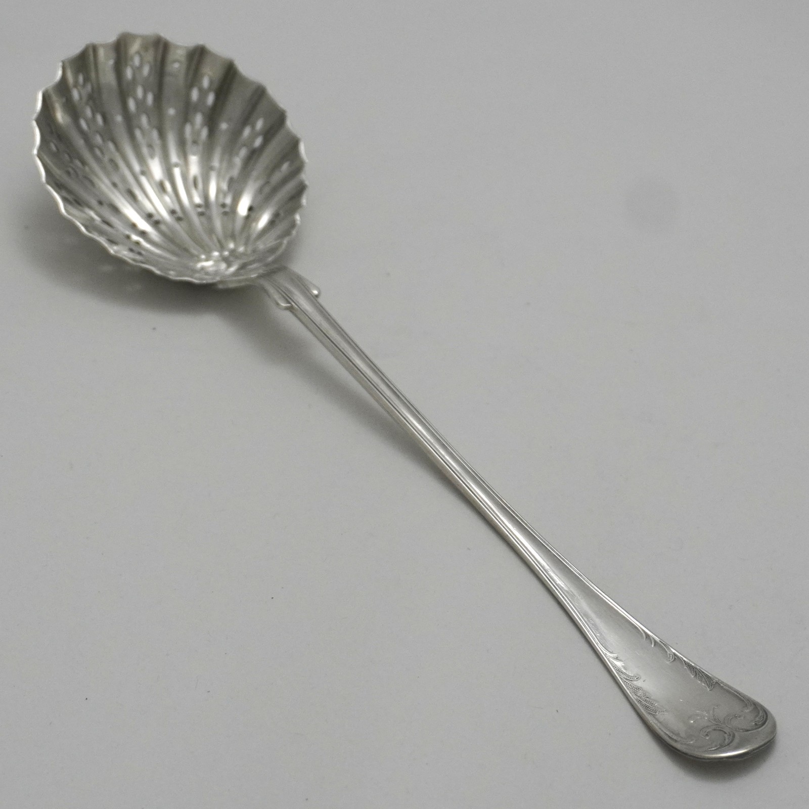 Regency Thread Pattern Silver Service Cutlery Pierced Shell Serving Spoon