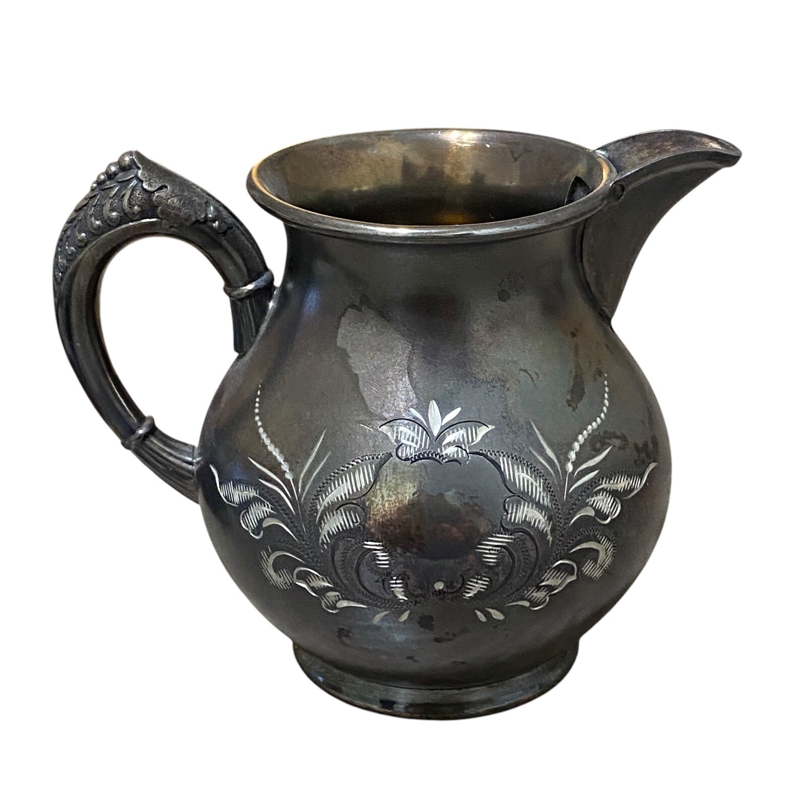 1800s Barbour Bros Quadruple Silver Victorian Etched Creamer 25107