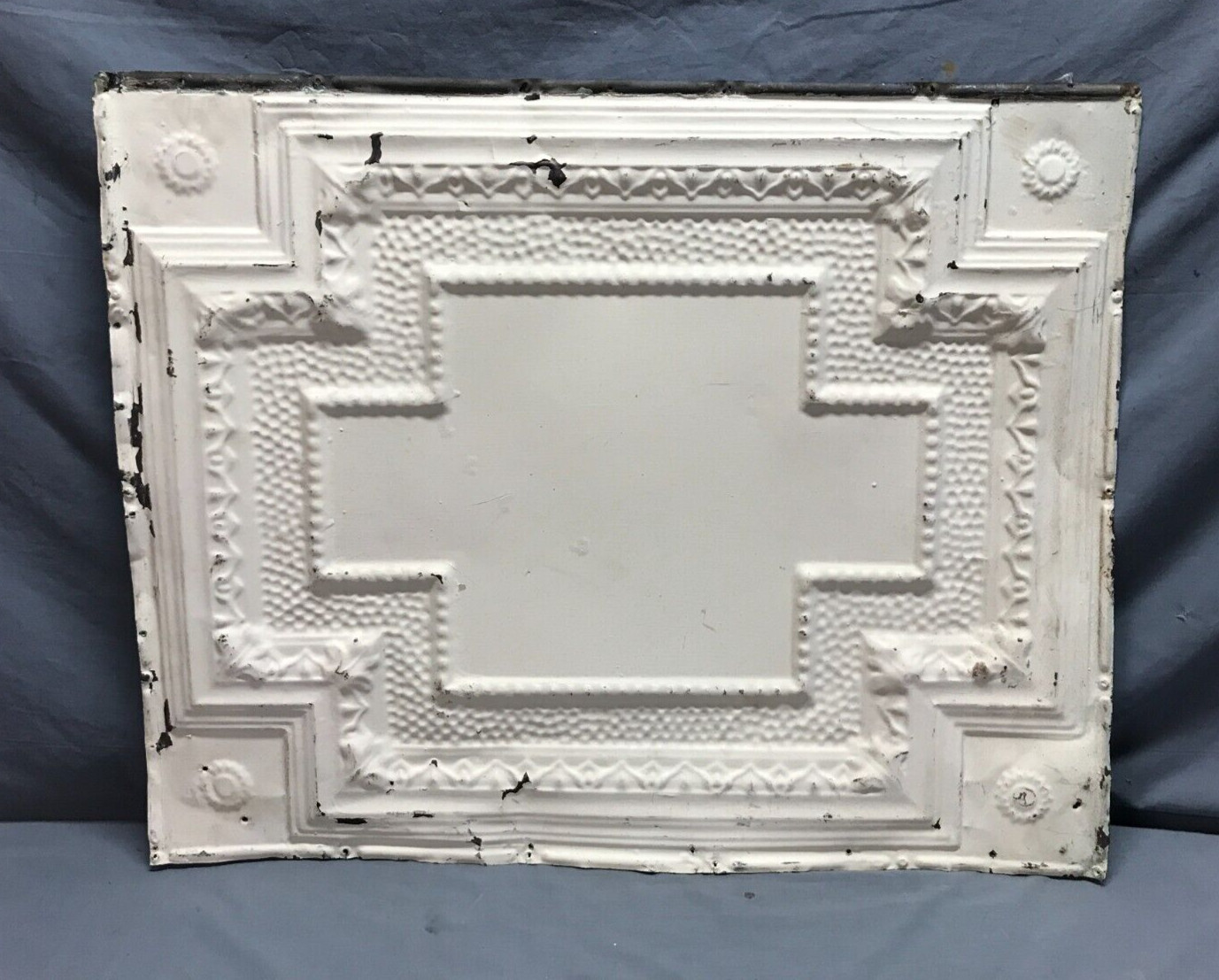ONE Antique Embossed Cross Tin Metal Ceiling 24″x 30″ Shabby Chic Old 63-25B