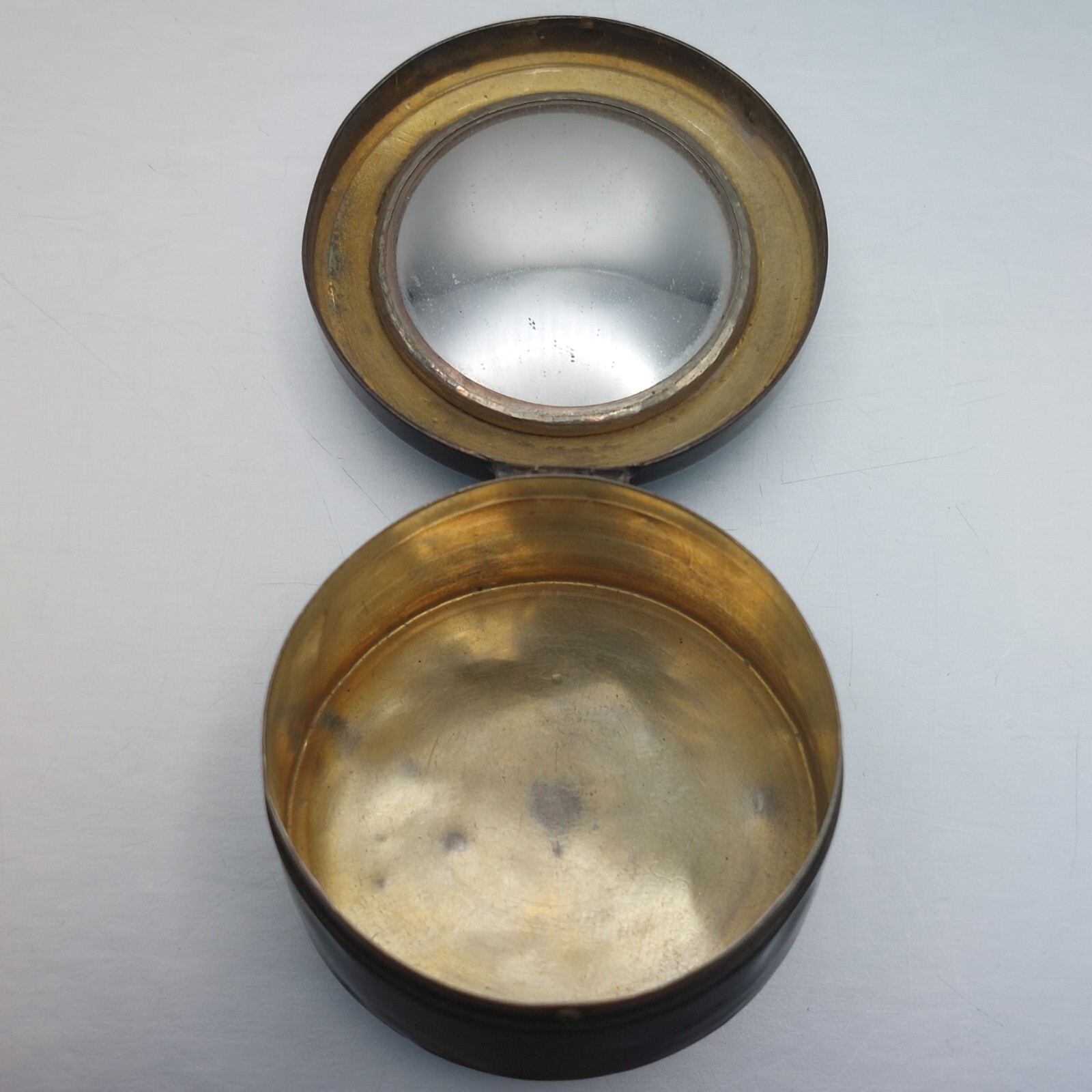 Antique Sterling Solid Silver Guilloche enamel box pill or rouge art deco 1927