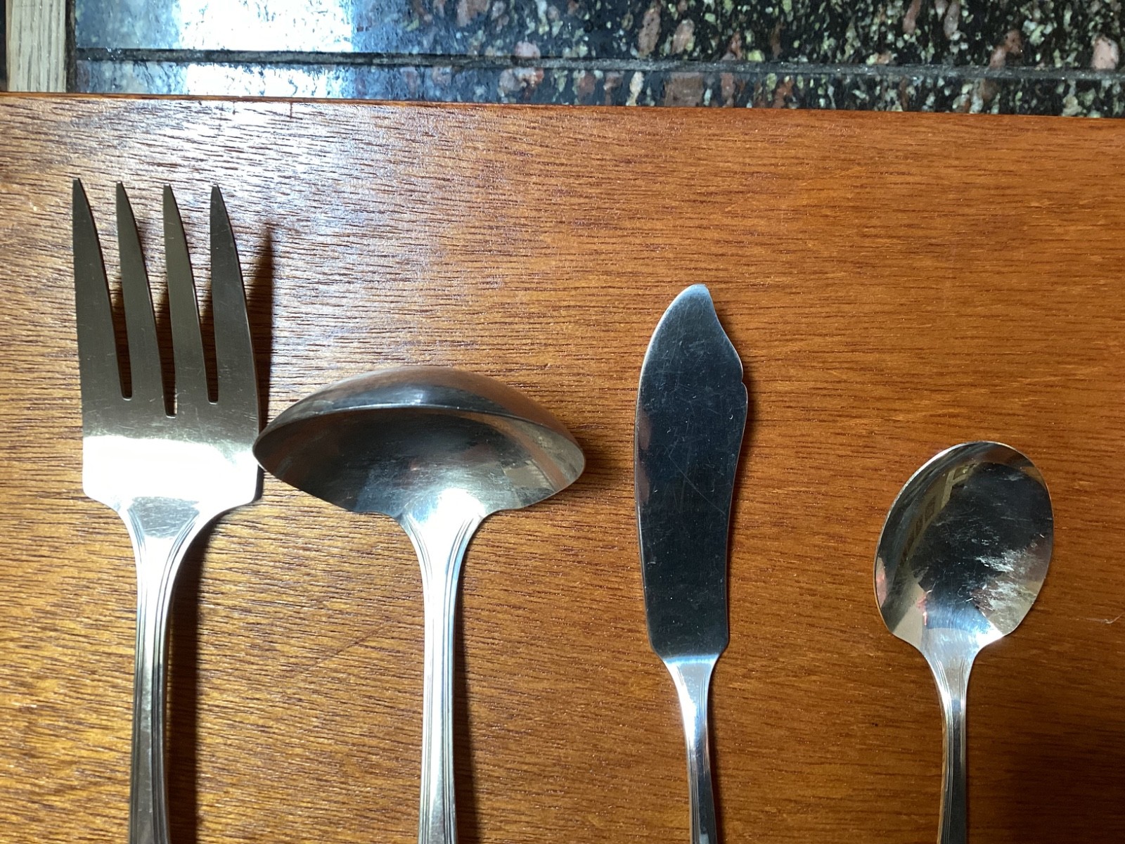 Four Piece Serving Set Rogers Oneida Silverplate “Paramount” Art Deco Pattern