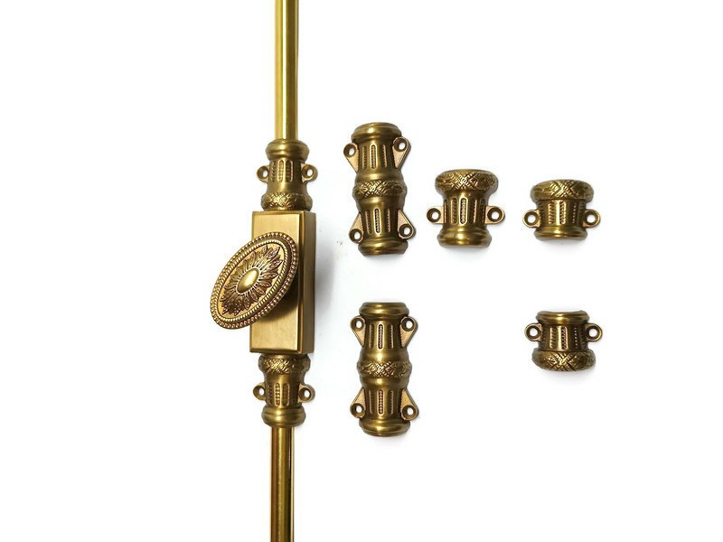 Complete Solid Brass Regency Cremone Espagnolette Set — Large Oval Body — 110″