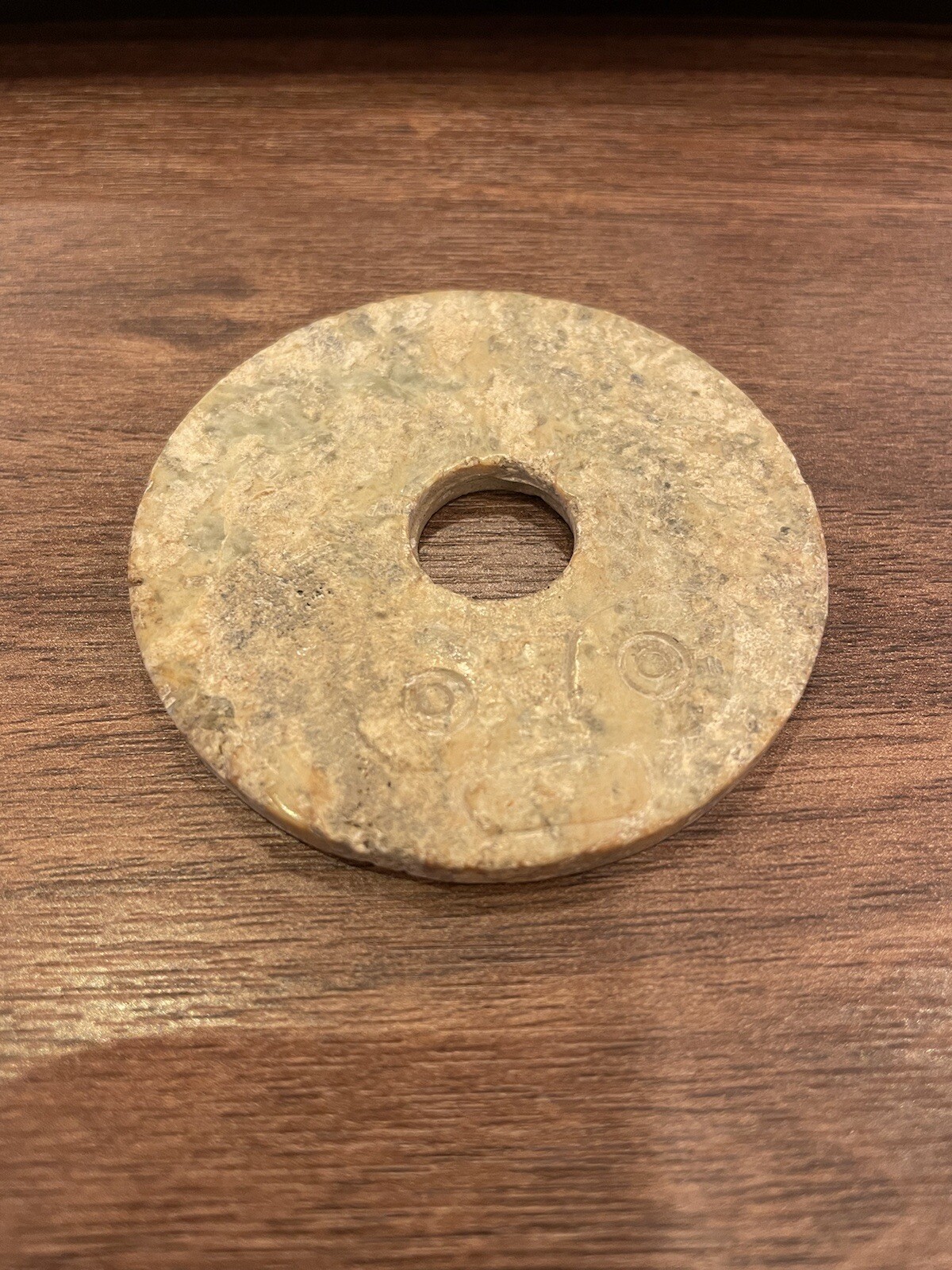 Old Jade Bi Of Neolithic Age Liangzhu Culture Pattern 6 0.5cm
