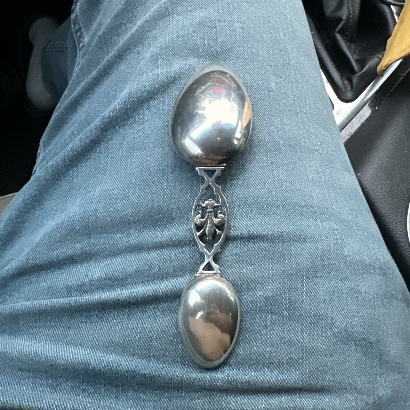 Antique 800 Silver Fleur de Lis Folding Medicine Spoon 40.9 Grams Scrap