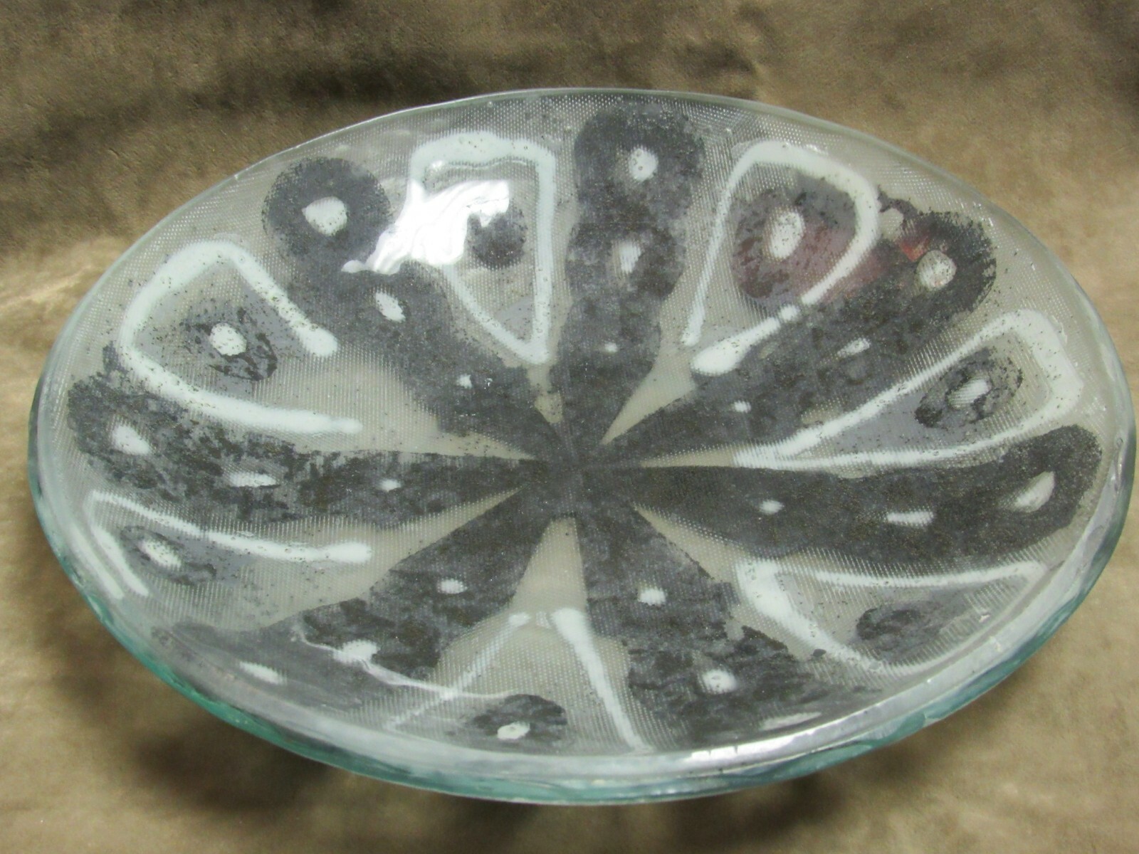 Super Rare Eulala Amos Signed Slump Art Glass Mid Century Bowl Vase Geometric