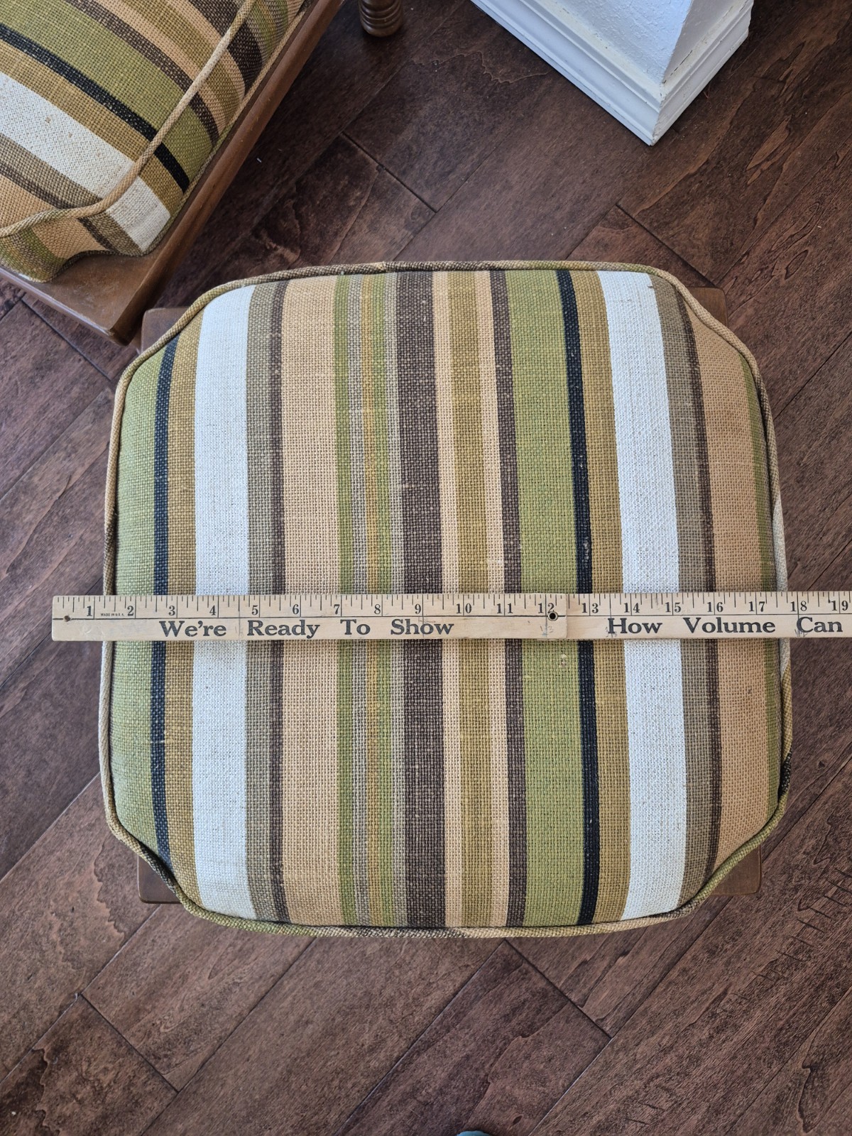 Mid Century Modern Stacking Stackable Foot Stools Set 2 Ottoman Stripe Green 18″