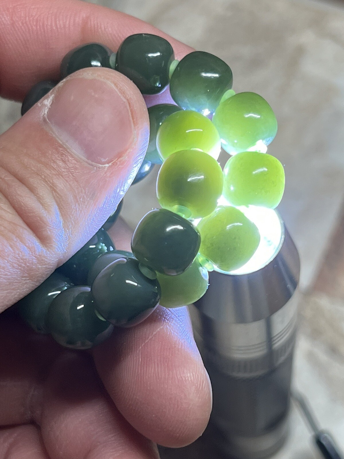 10mm Hetian Green & Yellow Jade Bracelet 新疆和田玉若羌青黄口料老型手串