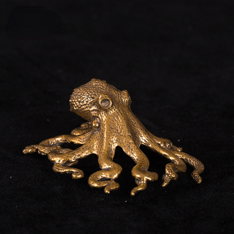 Art Gift Pair Ornaments Eight Feet Octopus Brass Table Decoration Fortune