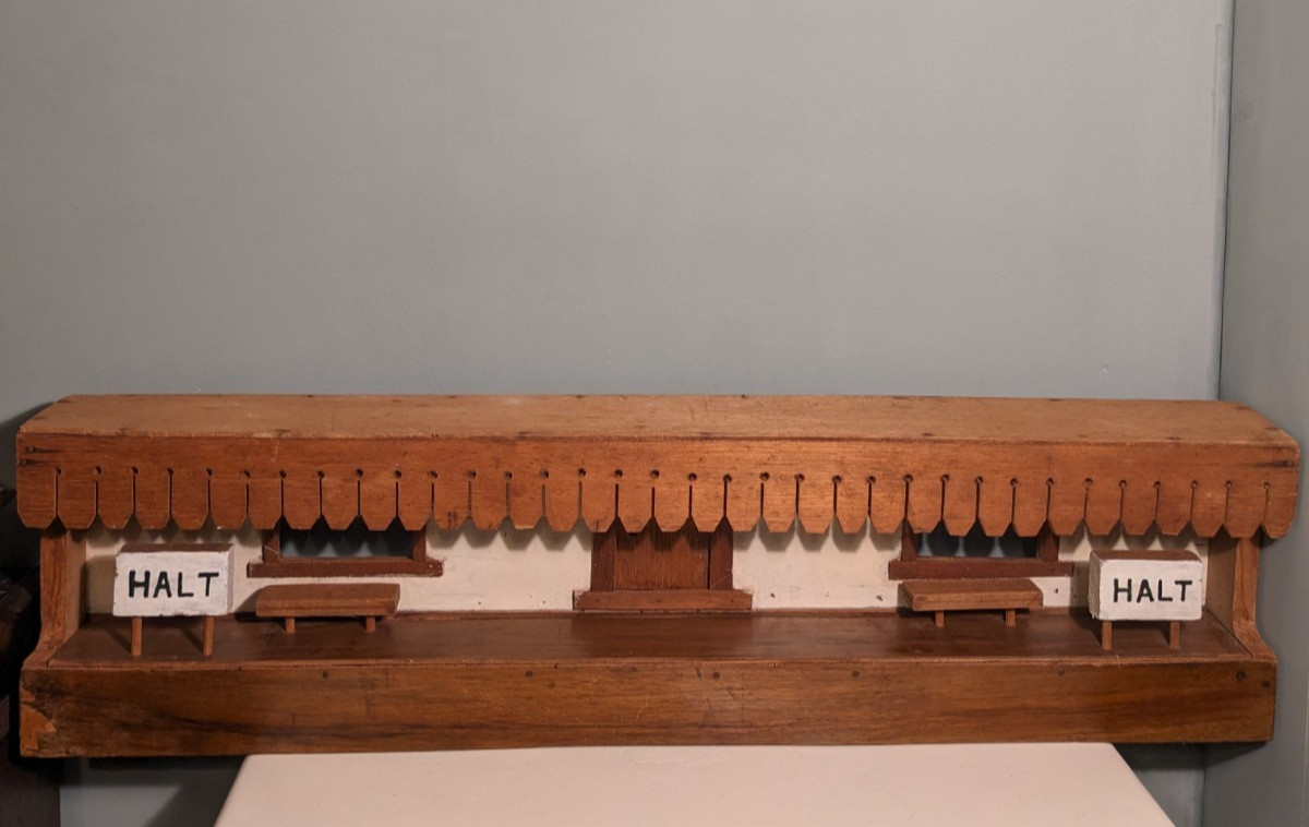 Vintage Large Scratch Built Wooden Model Train Platform Folk Art