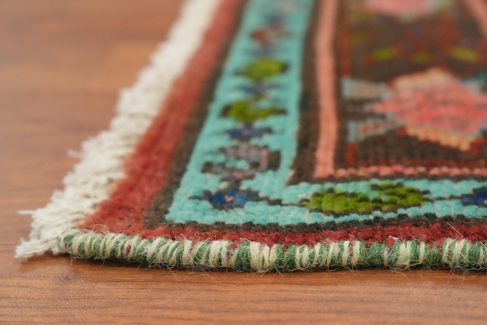 Handmade Floral Rust Wool 10 ft Runner Rug Vintage Traditional Carpet 4×10