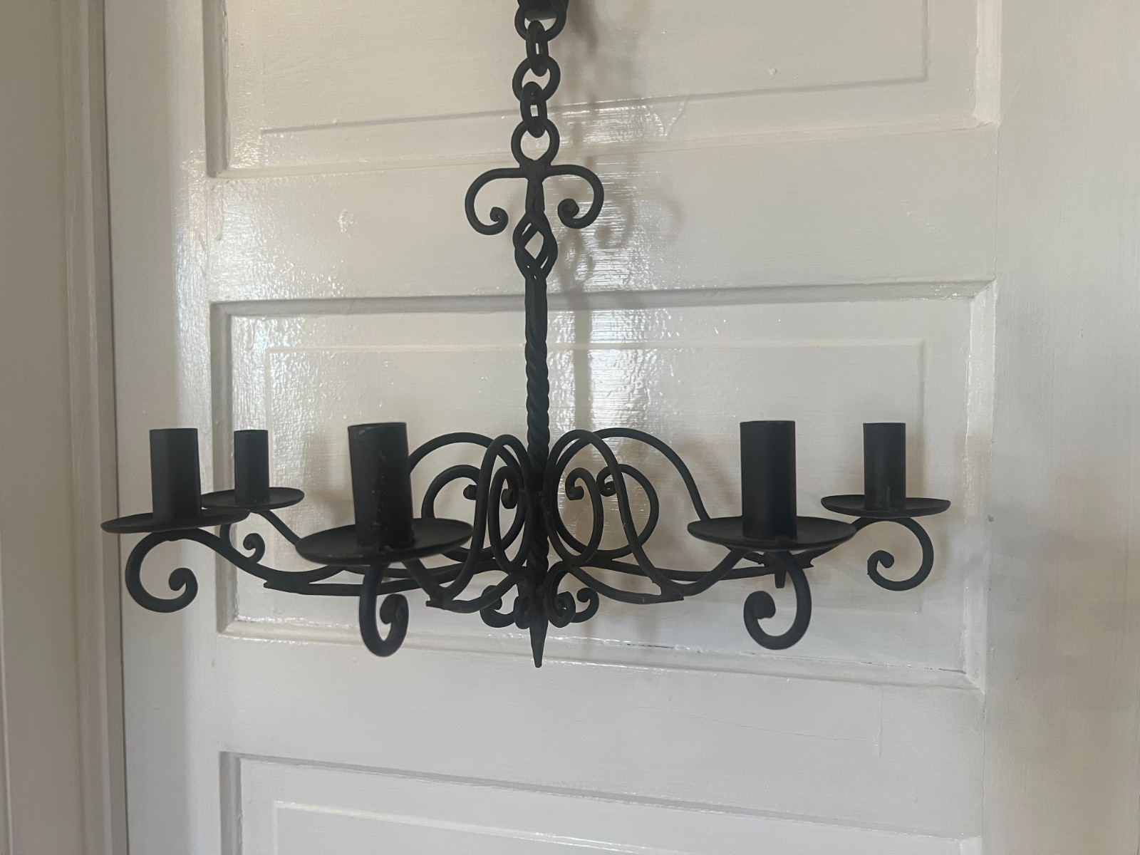 Vintage Wrought Iron 5 Candle Wall Sconce Gothic Candelabra Spanish Revival Goth