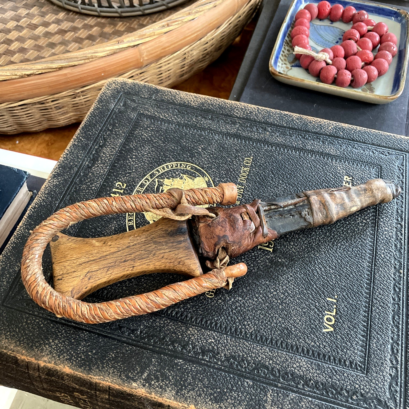 Antique Sudanese Mahdi Arm Dagger Knife Leather Scabbard Tribal African 19th C