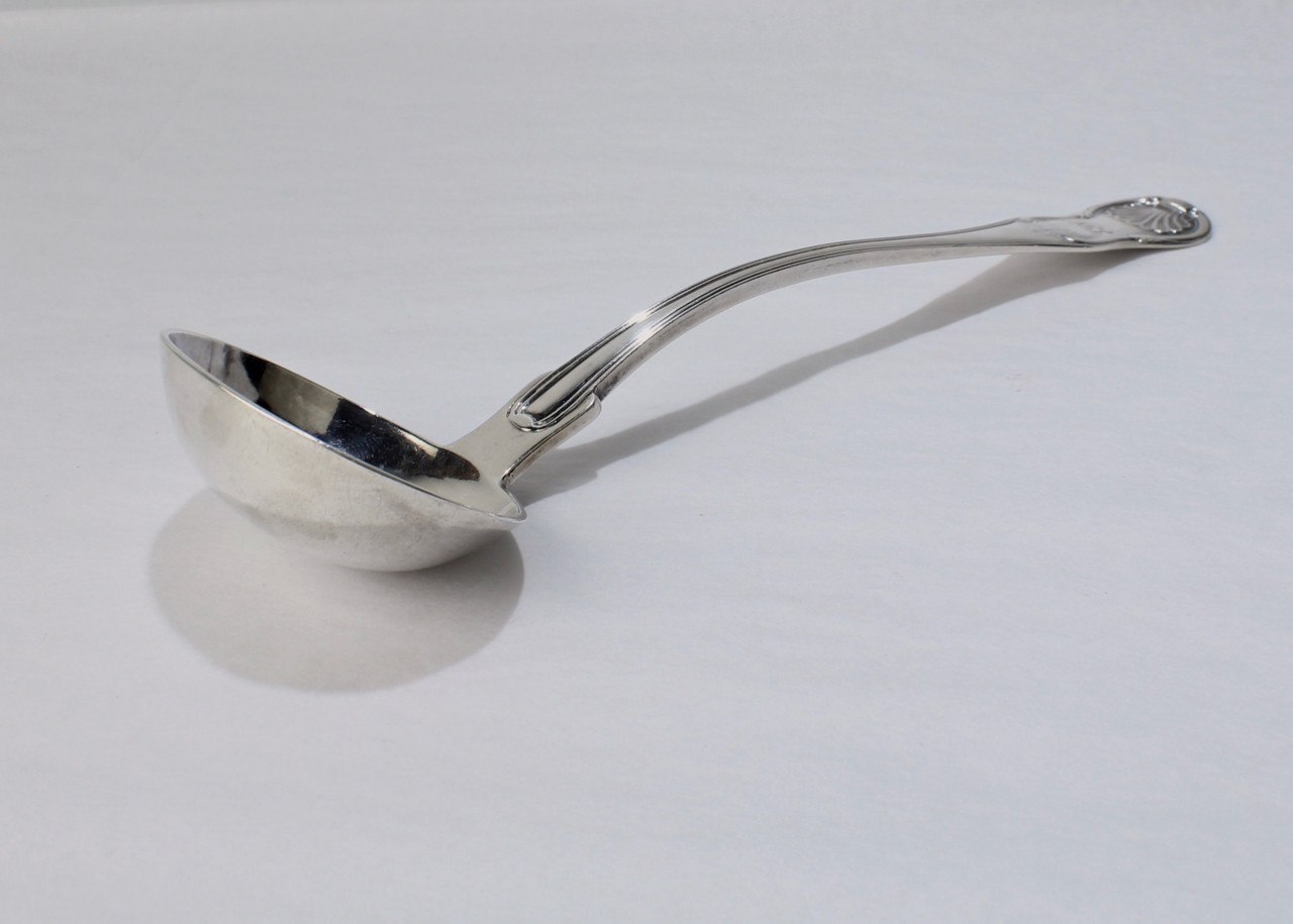 Fine 19C A.E. Warner Baltimore Coin Silver Kings Pattern Soup or Punch Ladle.