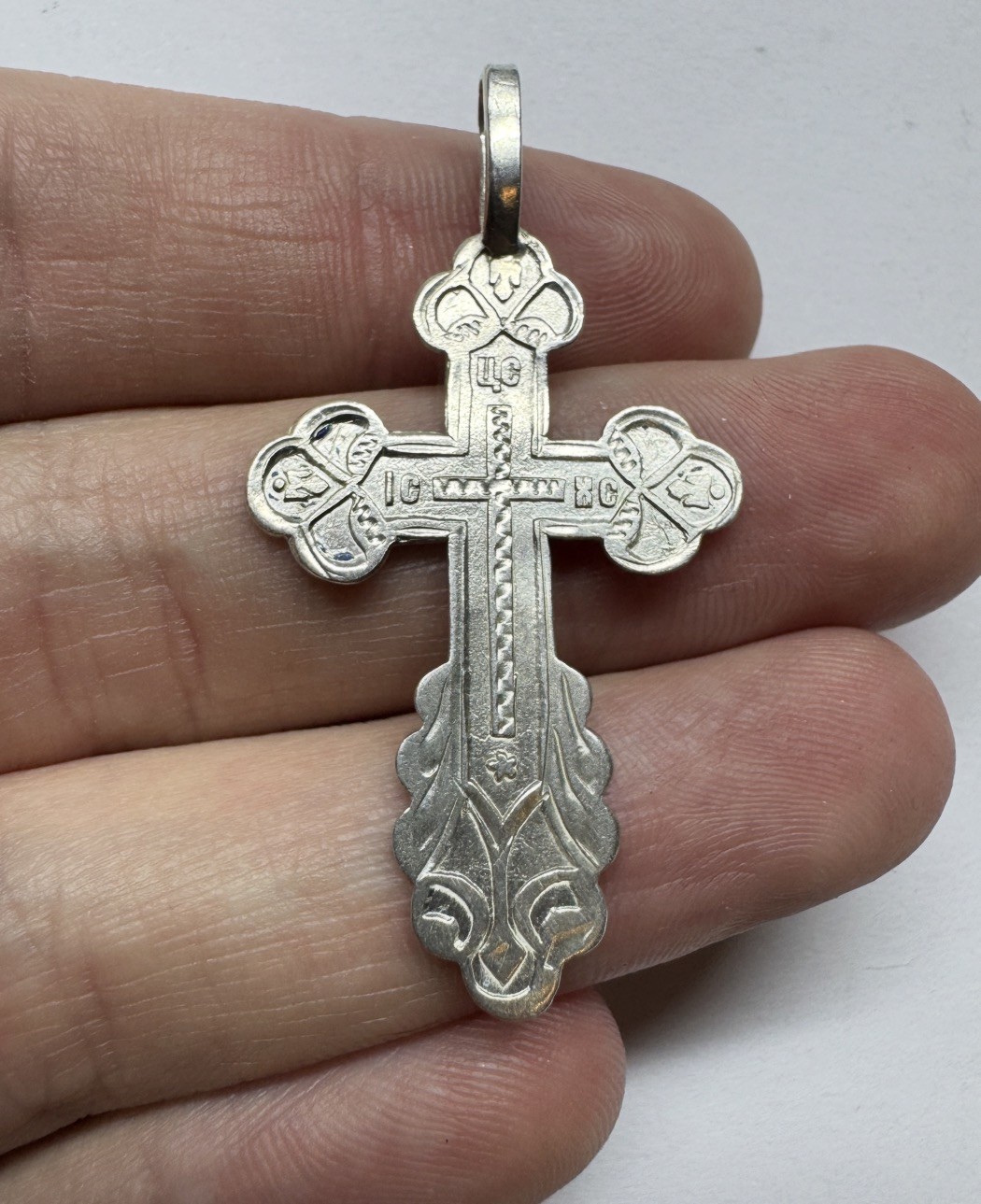 Antique Imperial Russian 84 Silver Orthodox Cross Pendant, Moscow 1880s VIM