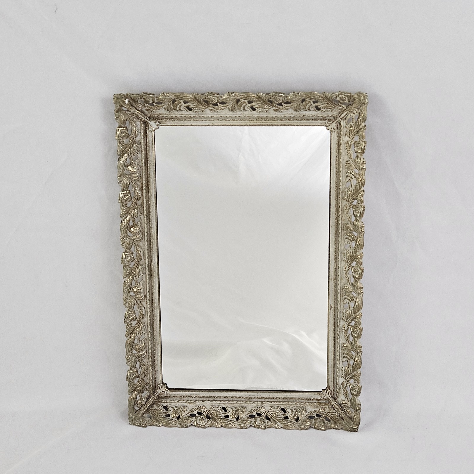 Vintage Gold Metal Filigree Wall Mirror Ornate Mid-Century Baroque Vanity