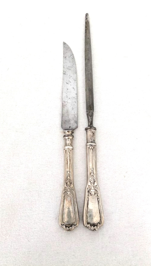 Antique Reed & Barton Sterling Silver handle Knife & Steel Rod Sharpener Set