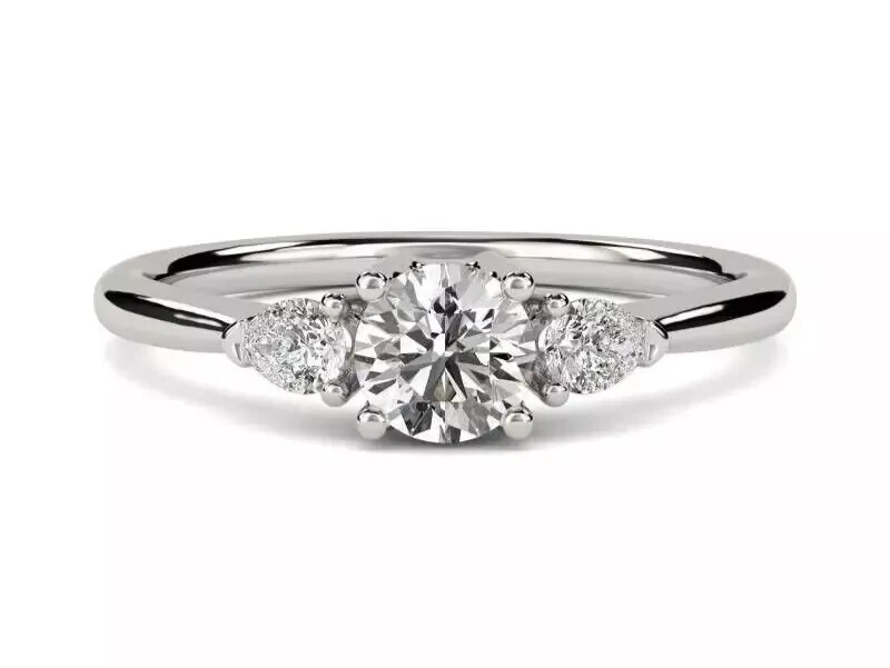 2.10Ct Round Cut Lab Created Diamond 14k White Gold Plated Engagement Ring Set