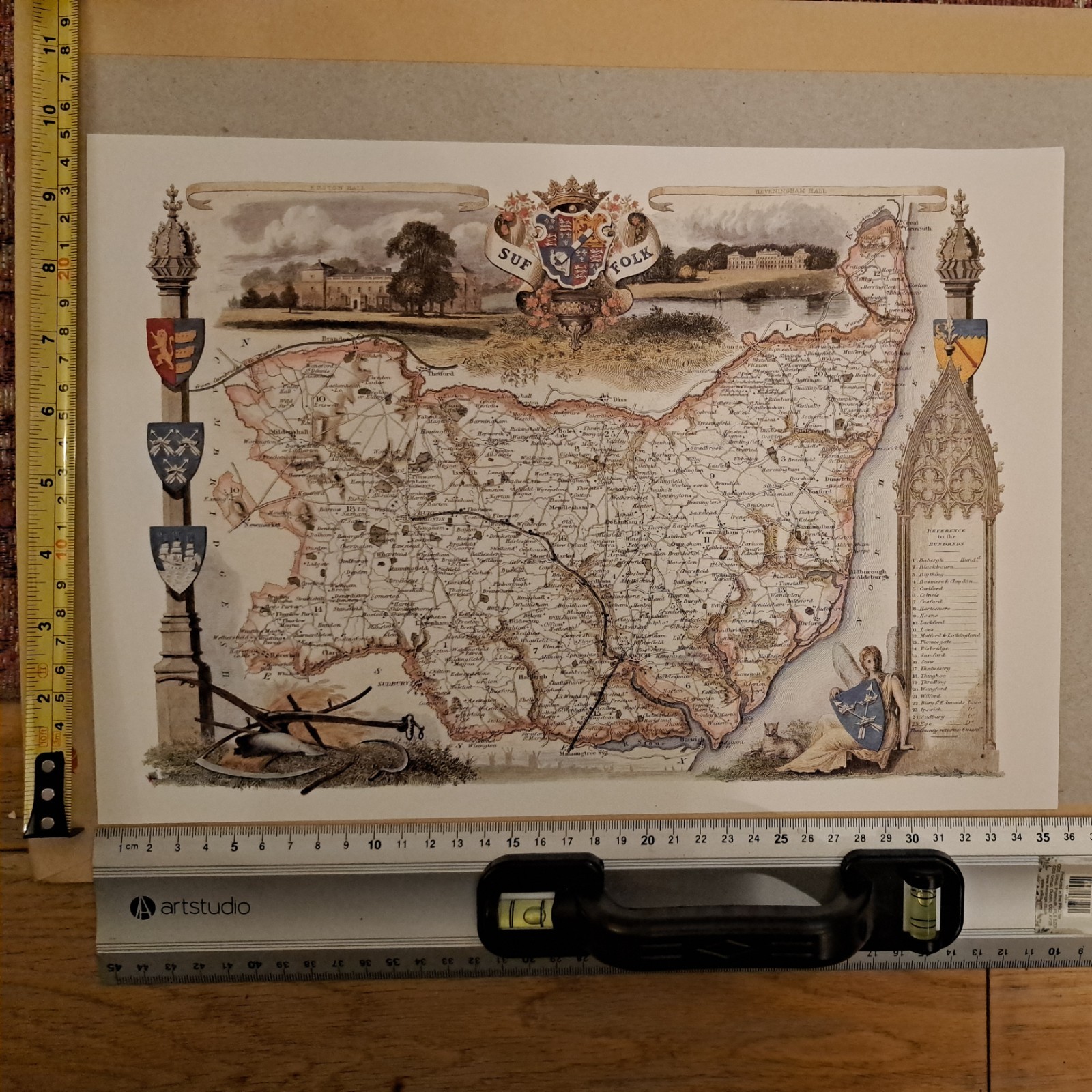 Vintage County Map of Suffolk by Thomas Moule circa 1830