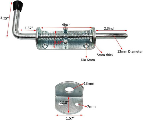 2Pack 8.8 Inch Spring Loaded Latch Pin, Heavy 2 x 8.8″, Silver Zinc steel