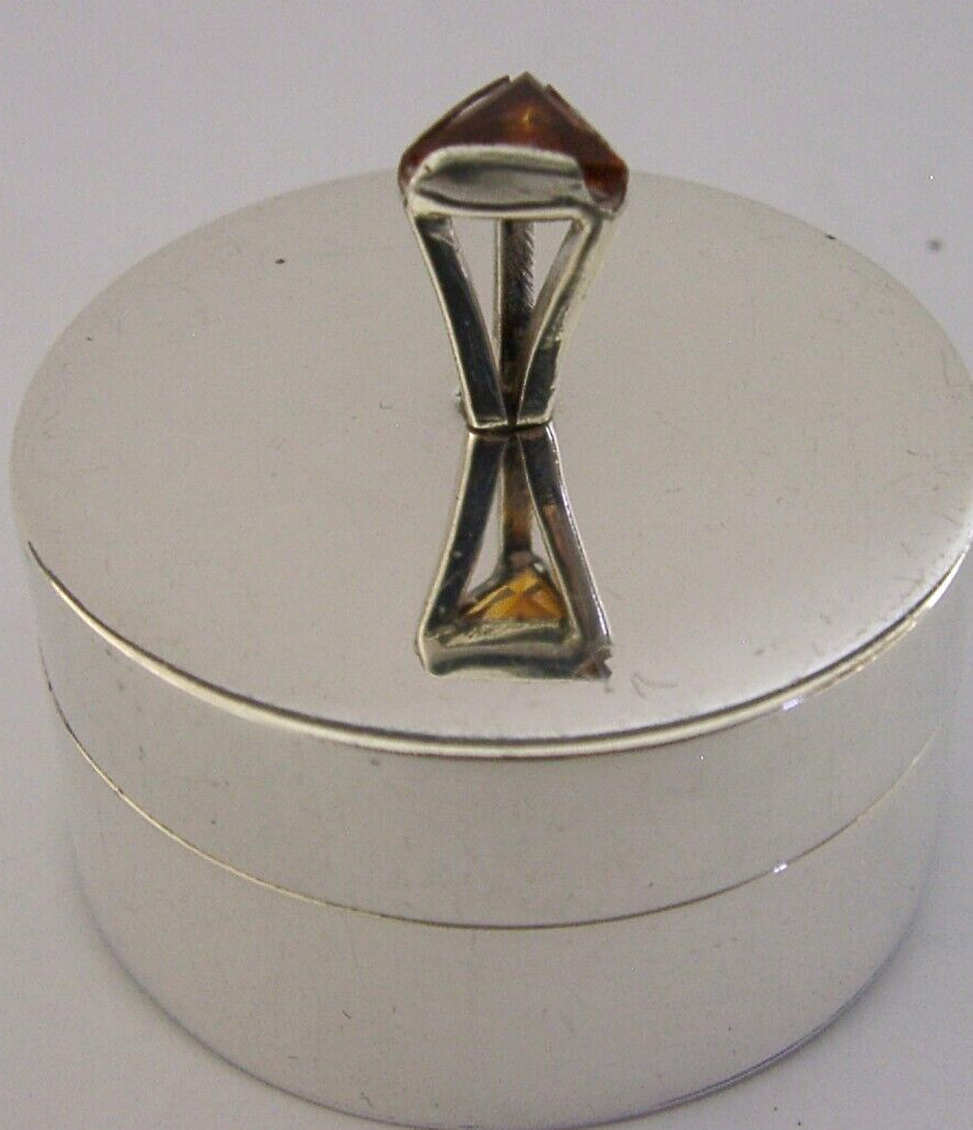 50g STERLING SILVER CITRINE SET BOX 1973 MID CENTURY MODERN