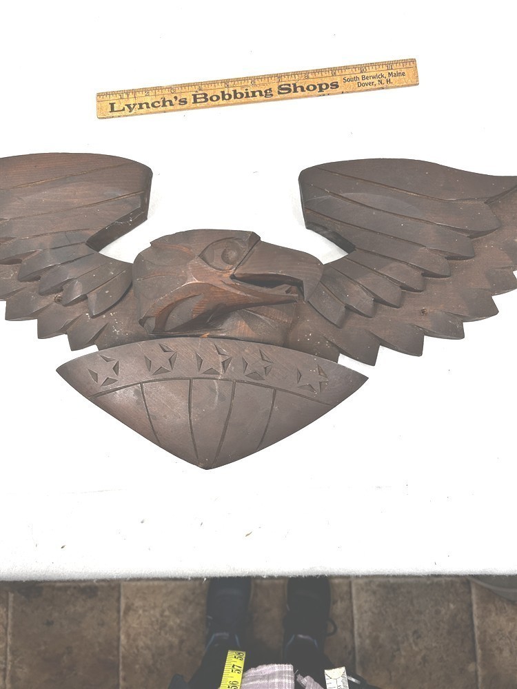 antique eagle wood hand carved 25 x 10.5 deep dark brown original
