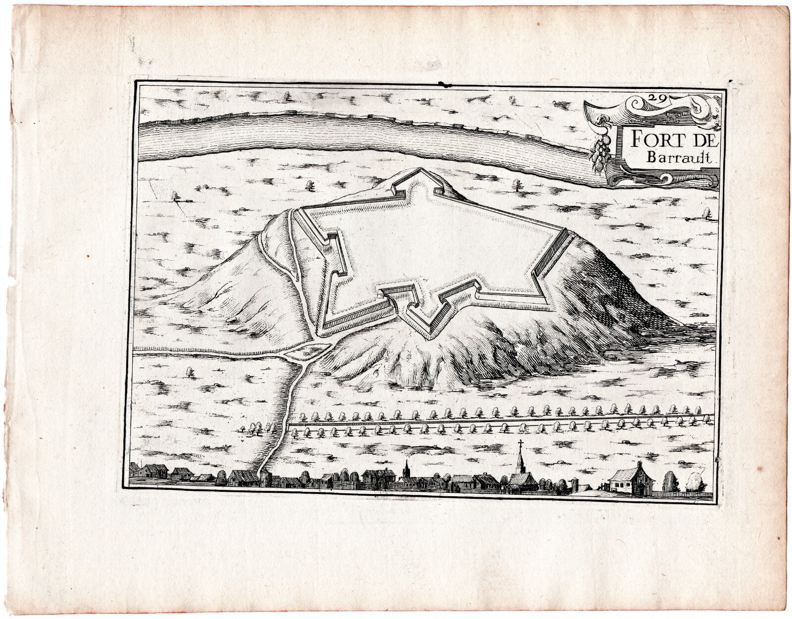 1634 Nicolas Tassin Antique Map Fort de Barraux, Isere, Rhone-Alpes France