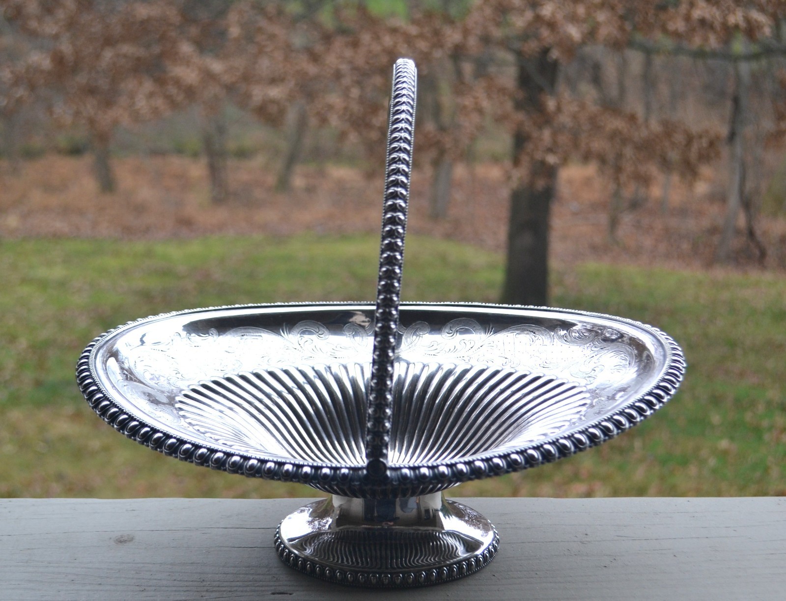 Antique Ornate Mid-19th Century Silverplate Bride’s Basket Rogers, Smith & Co.