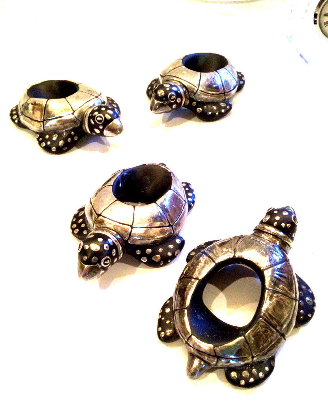 EMILIA CASTILLO STERLING NAPKIN RINGS SET OF 4 TURTLES NEIMAN MARCUS NEW