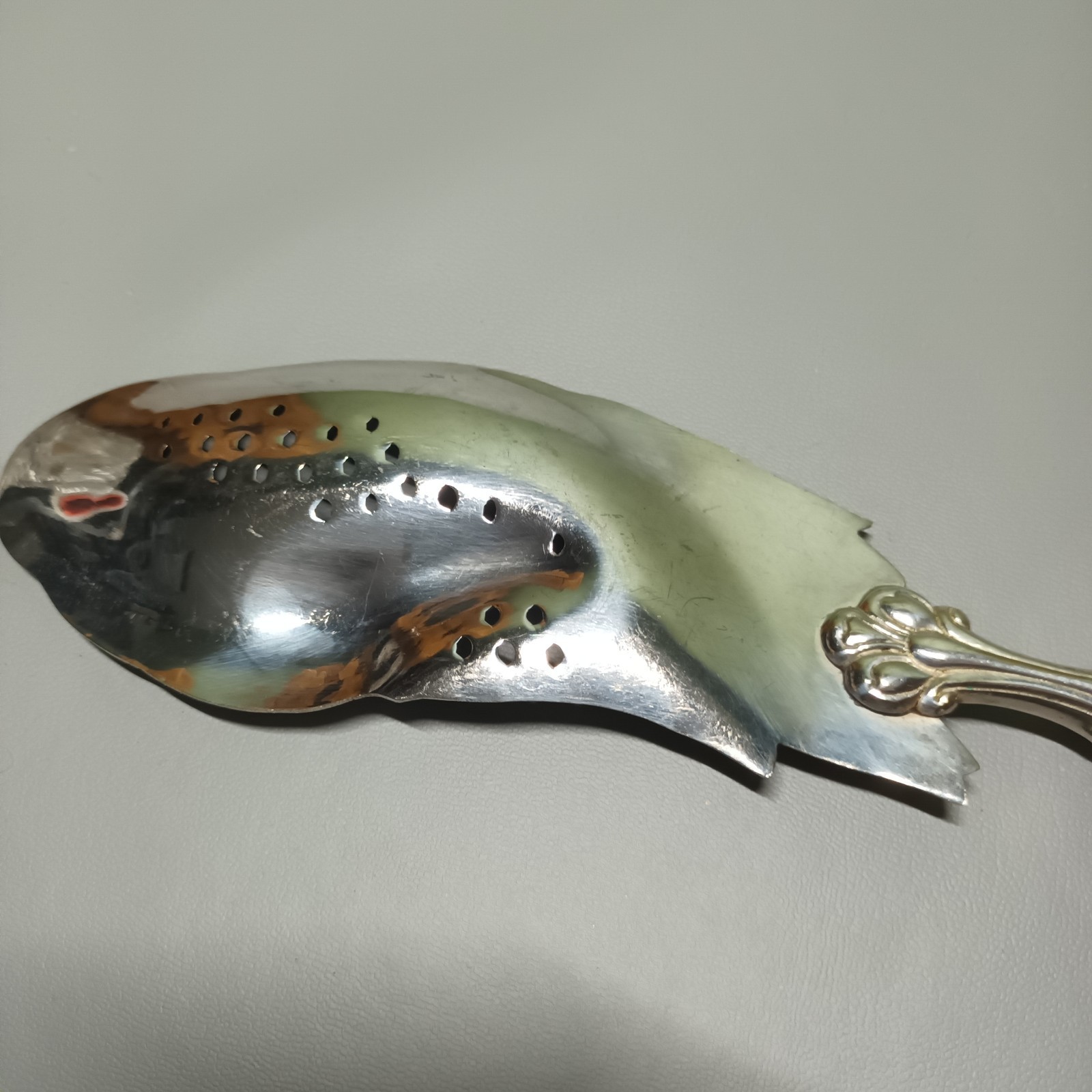 Fish Slice Pierced Decorated with Ducks Head Serving Cutlery 31.5cm Long