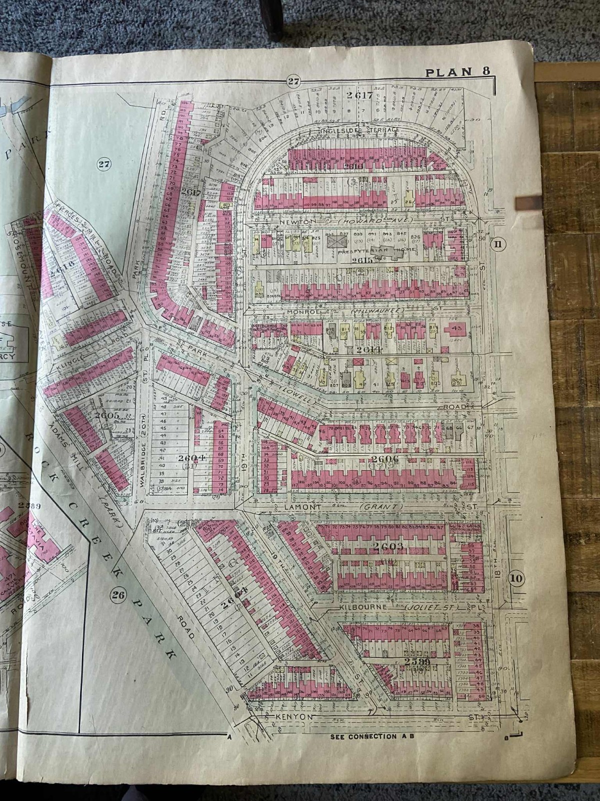 Detailed large plat map. Lanier Heights Area (Plan 8) Washington D.C. 1925