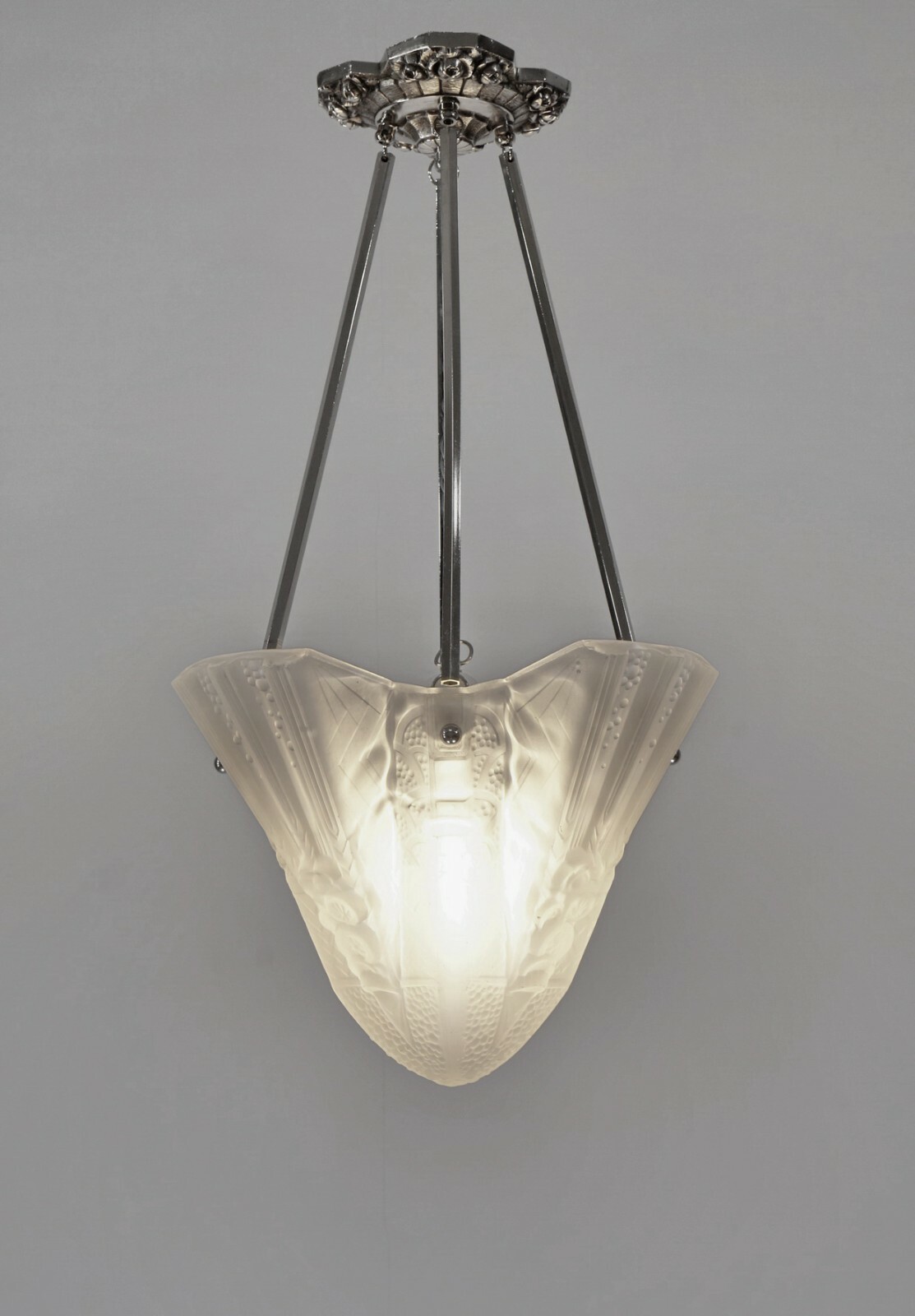 MULLER FRERES : RARE FRENCH ART DECO CHANDELIER ….. lustre pendant lamp France