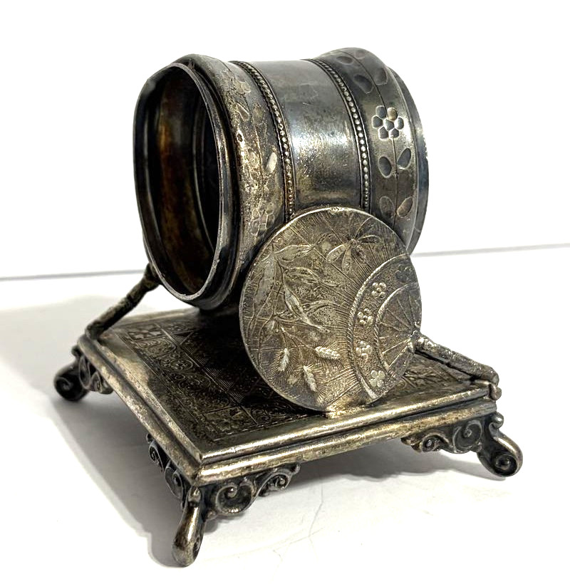 Victorian Aesthetic Figural FAN Silver Plate Napkin Ring Sampson Hall Miller