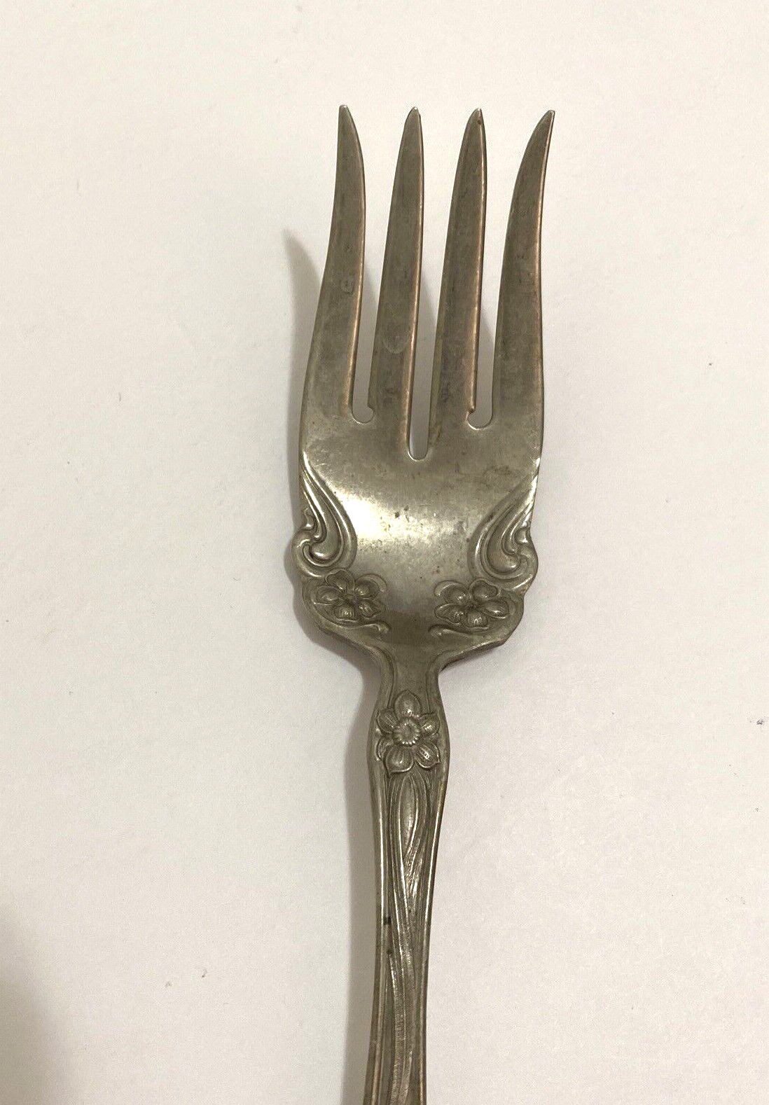 Vintage Ornate Solid Nickel Silver Serving Fork